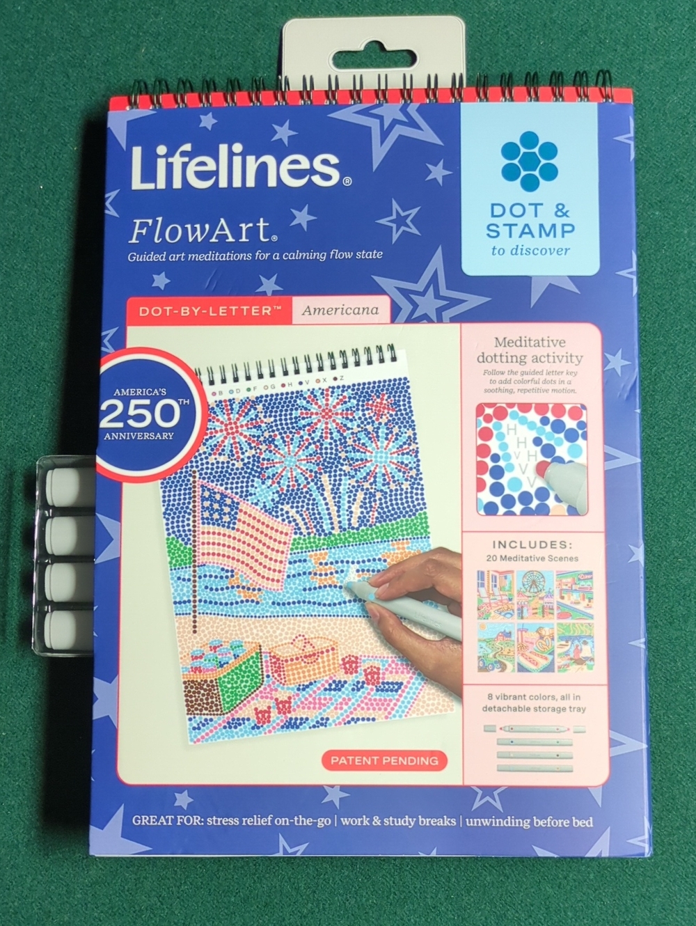 Lifelines FlowArt Dot-by-Letter Americana Dot Activity Adult Coloring